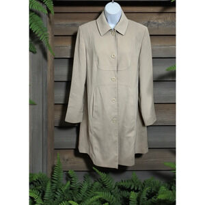 Vintage Fleet Street Beige Trench Coat Sz Small Pockets Lined Button Front